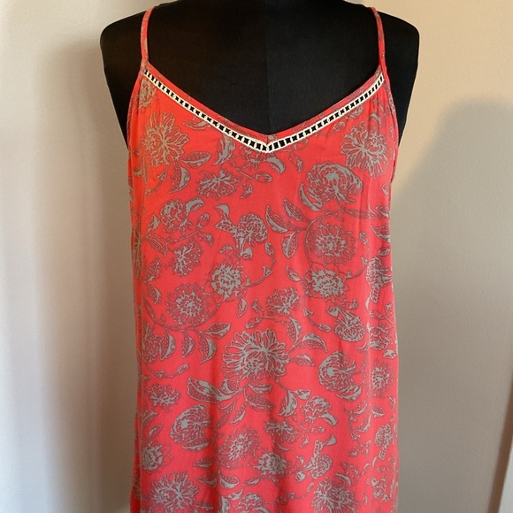 25. TraVida Coral Pink and Gray Sleeveless Midi Sundress Size Medium - Picture 2 of 8